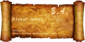 Binter Anett névjegykártya