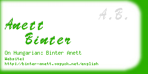 anett binter business card